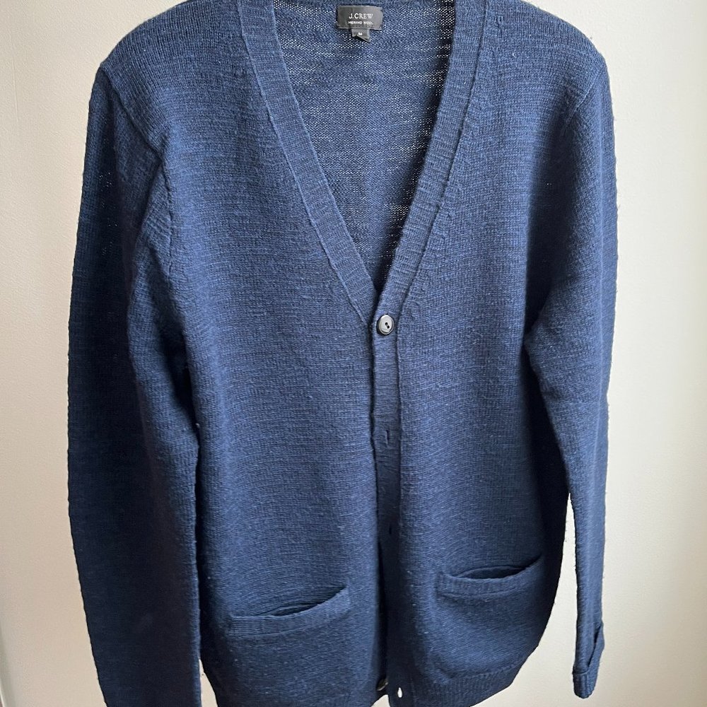 J Crew Navy Cardigan (suede elbow patch)